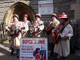 Click for full size pictures of Boycezone at the Wales - Italy Six Nations Rugby International at Cardiff, collecting for Touch Trust Charity