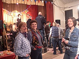 The band playing for Gwen's birthday barndance in Gavin & Stacey.