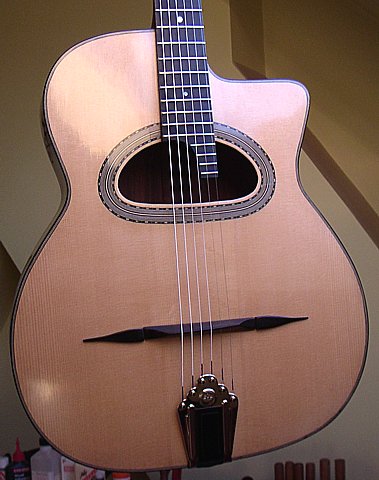 Front view of Maccaferri type guitar